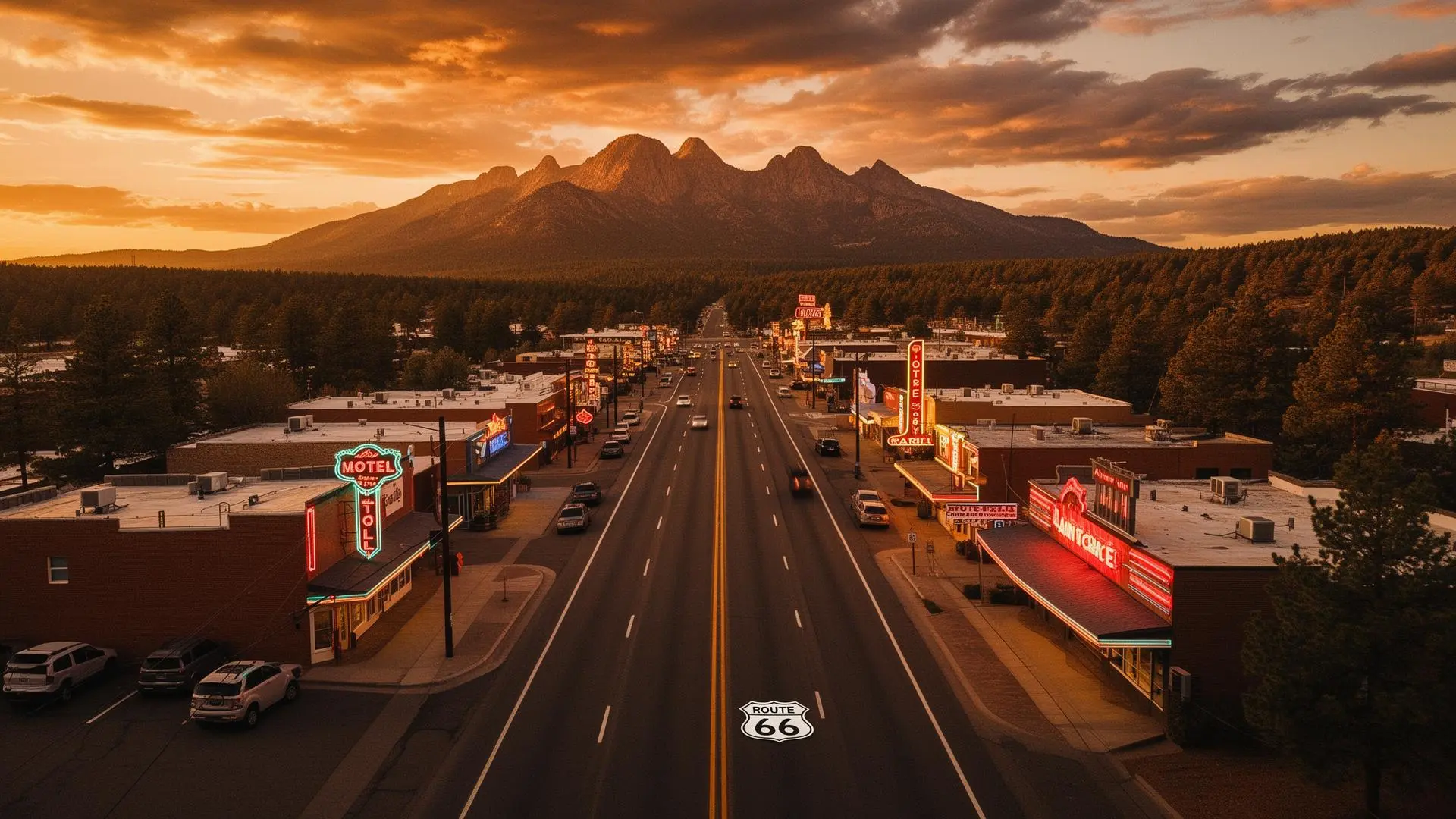 Historic Route 66 in downtown Flagstaff, Arizona